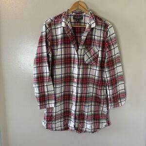 Eddie Bauer Sleepwear Flannel Nightgown Red Green Plaid Tartan Sz Medium